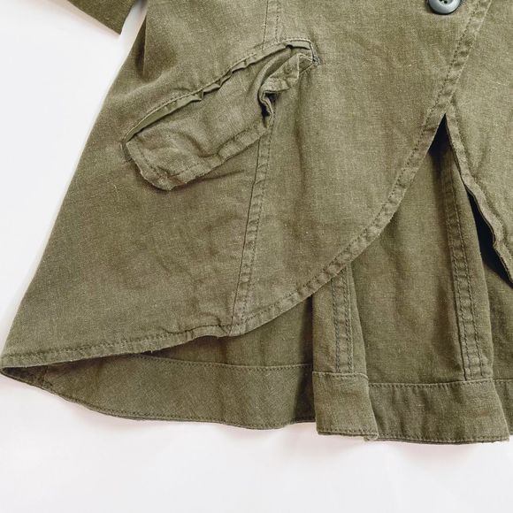 Free People Linen Blazer Shawl Collar Button Front Moss Khaki Green S NWT - Picture 6 of 10